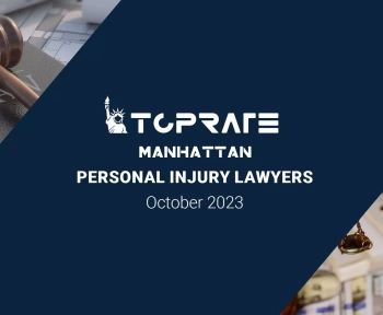 Banner highlighting the top 5 personal injury lawyers in Manhattan for October 2023