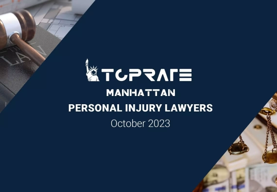 Banner highlighting the top 5 personal injury lawyers in Manhattan for October 2023